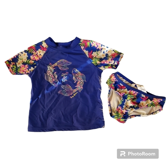 Tommy Bahama 2 Peice Blue/Floral Koi Fish Swim Set